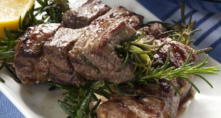 steak and rosemary skewers