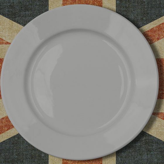 A plate, knife and fork on the union jack to celebrate British Food Fortnight