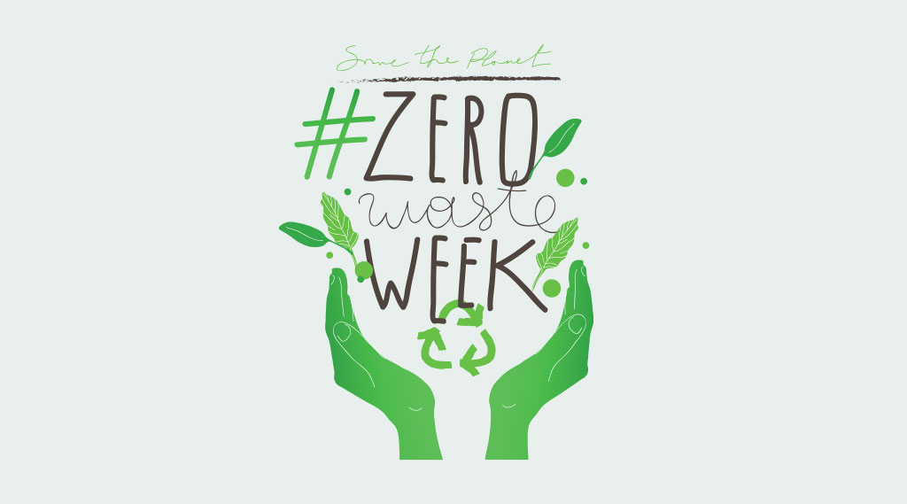 An illustration of two hands holding the Zero Waste Week logo with