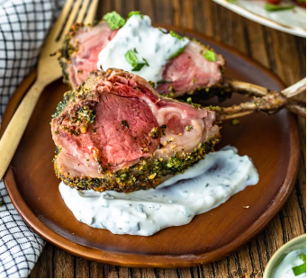 lamb with herbs and mint sauce