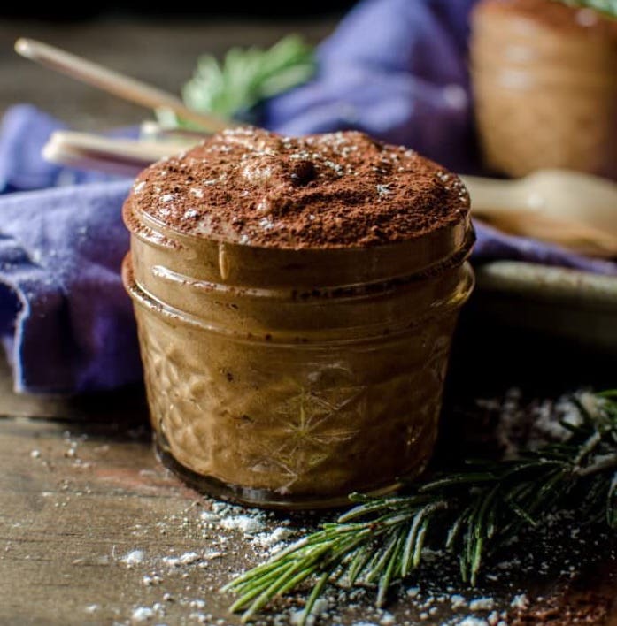 Rosemary-infused chocolate mousse