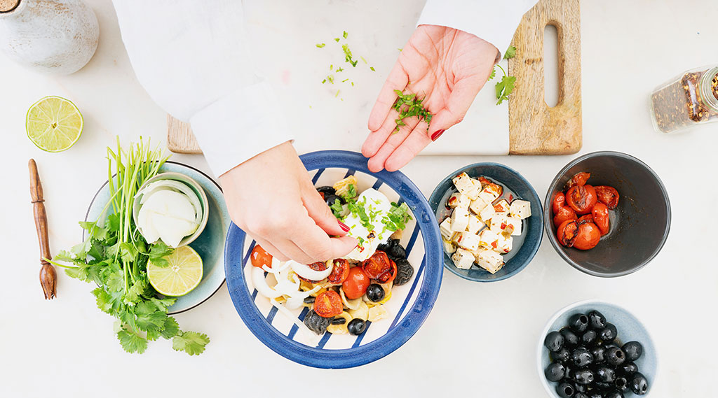 Traditional Italian Pasta salad with herbs