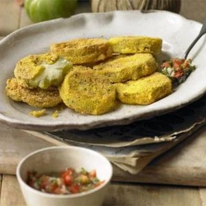 Fried green tomatoes and ripe tomato salsa