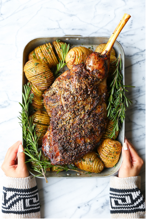 Roasted leg of lamb with herbs